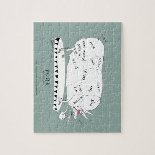 Puzzle coupes de bouchers - porc, fernandes élégants