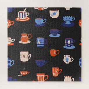 Puzzle Coupes de Doodle vintage Arrière - plan sans coutu