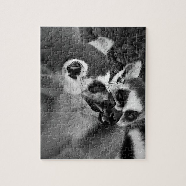 Puzzle Couple de lémuriens à queue d'anneau mangeant de l (Vertical)