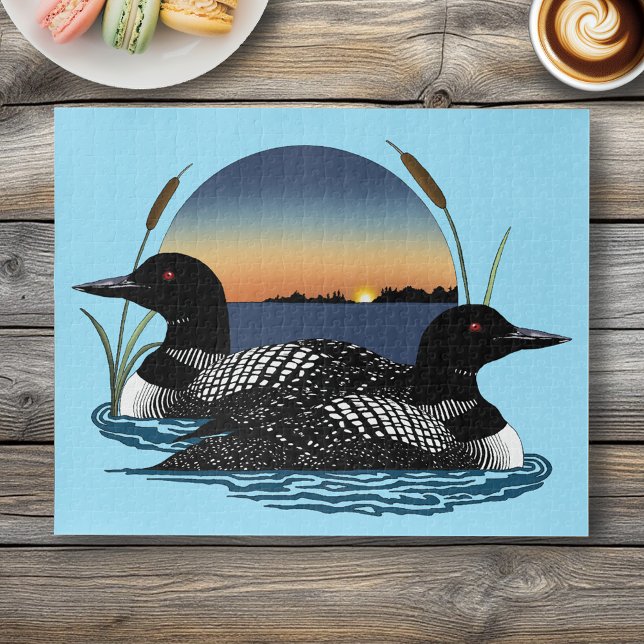Puzzle Couple de plongeons imbattables au coucher du sole (Créateur téléchargé)