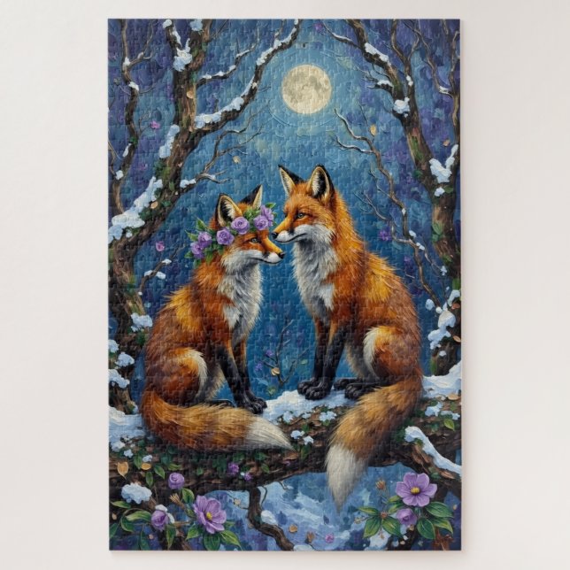 Puzzle Couple de renards aux queues entrelacées avec affe (Vertical)