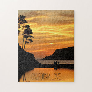 Puzzle Couple & Dog Beach Sunset sur la côte californienn