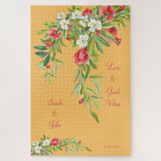 Puzzle Couple Mariage toscan personnalisé Amour & Bien (Vertical)