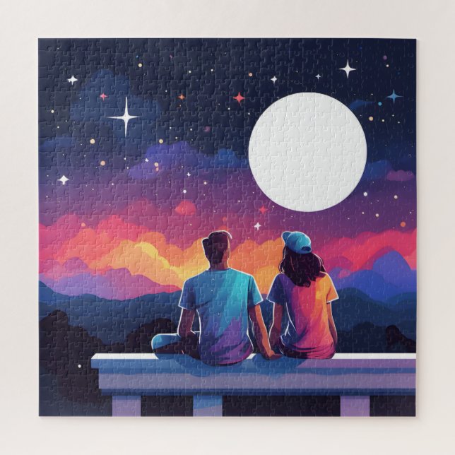 Puzzle Couple qui regarde les étoiles (Vertical)