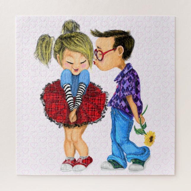 Puzzle Couple romantique mignon - Amour - Baiser pour vou (Vertical)