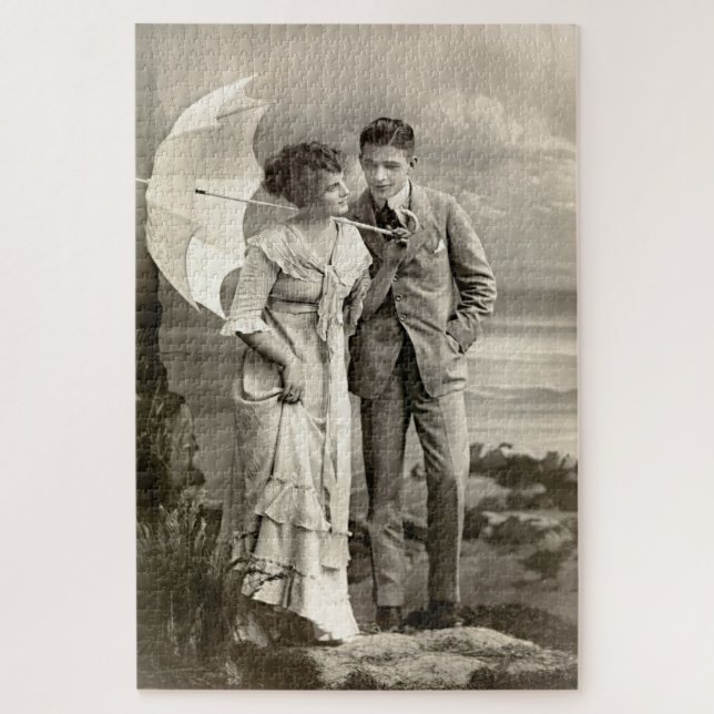Puzzle Couple romantique vintage avec parasol (Vertical)
