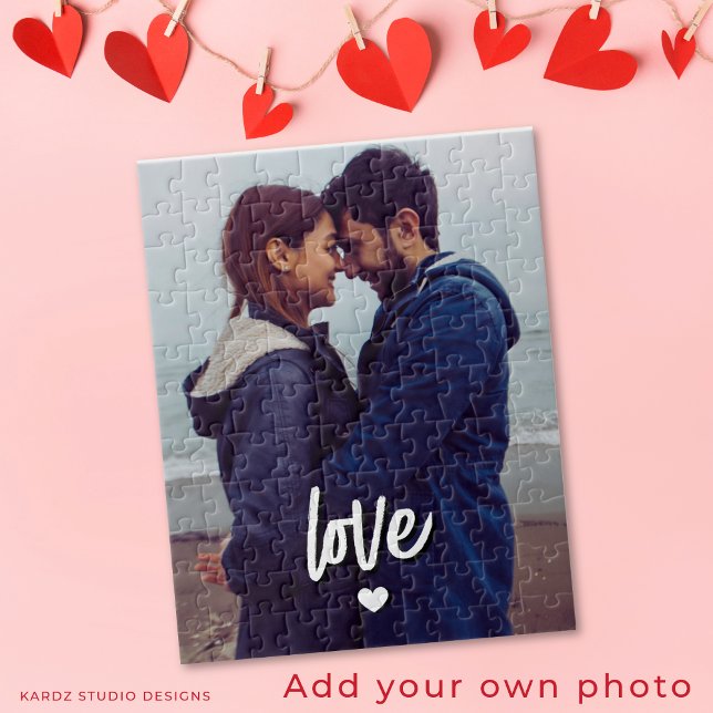 Puzzle Couple Script Amour Photo Moderne Personnalisé (Customize with your photo and choose size.)