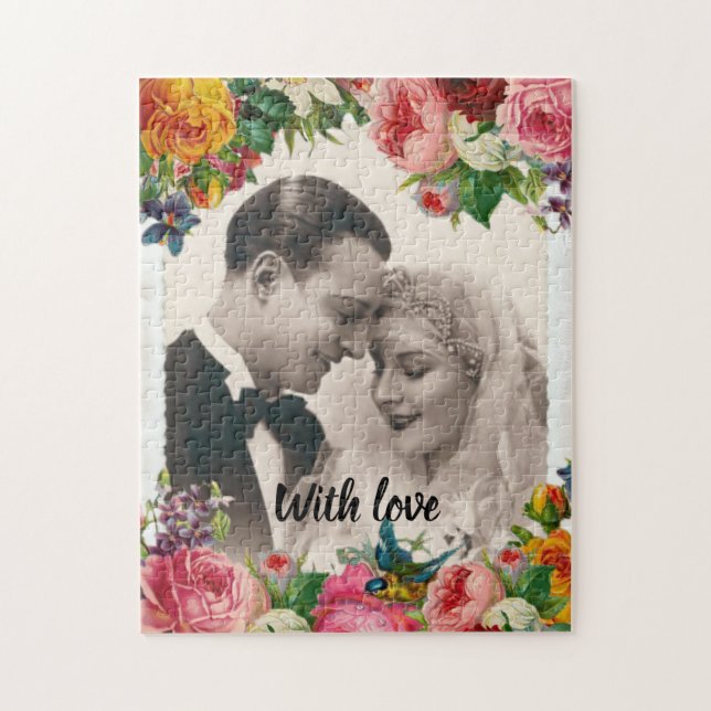 Puzzle Couple vintage en amour Mariages Roses (Vertical)