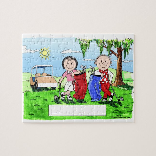 Puzzle Couples jouants au golf - bande dessinée (Horizontal)