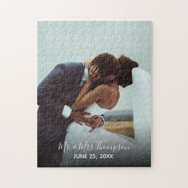 Puzzle Couples Mariage Photo M. Mme Signature Script do-i (Vertical)