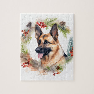 Puzzle Couronne de Noël au Berger Allemand Chien de fête