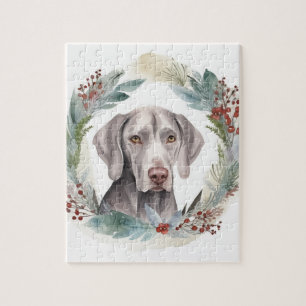 Puzzle Couronne de Noël festive de Weimaraner