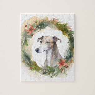 Puzzle Couronne de Noël Greyhound Chien de fête