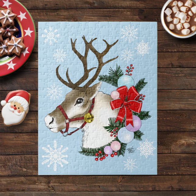 Puzzle Couronne festive de Noël de rennes bleus  (Créateur téléchargé)