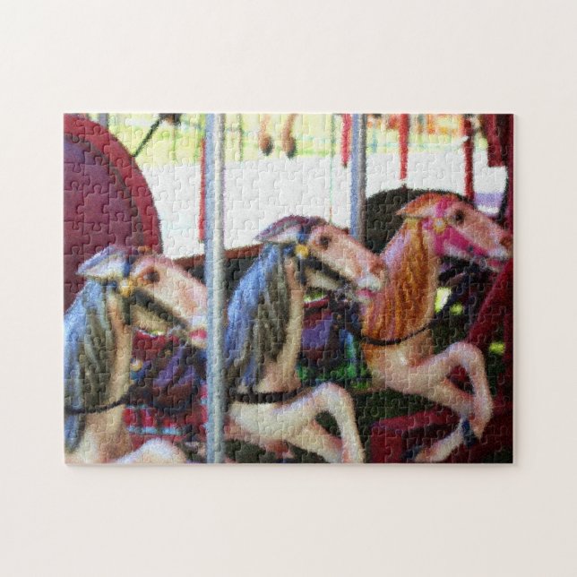 Puzzle Course Carrousel Chevaux Photo Peinture (Horizontal)