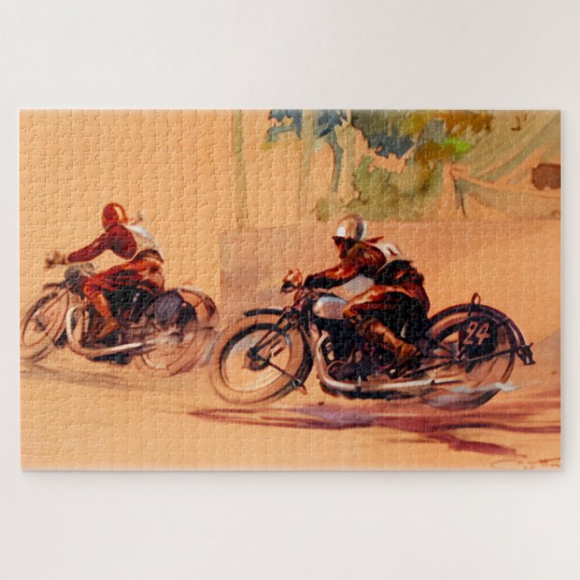Puzzle "Course Vintage de moto" (Horizontal)
