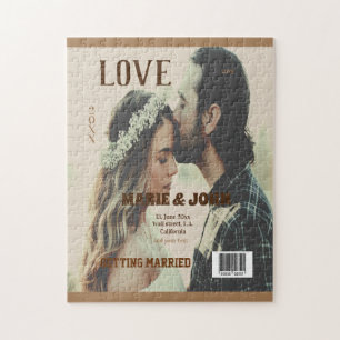 Puzzle couverture de magazine de mariage simple et minima
