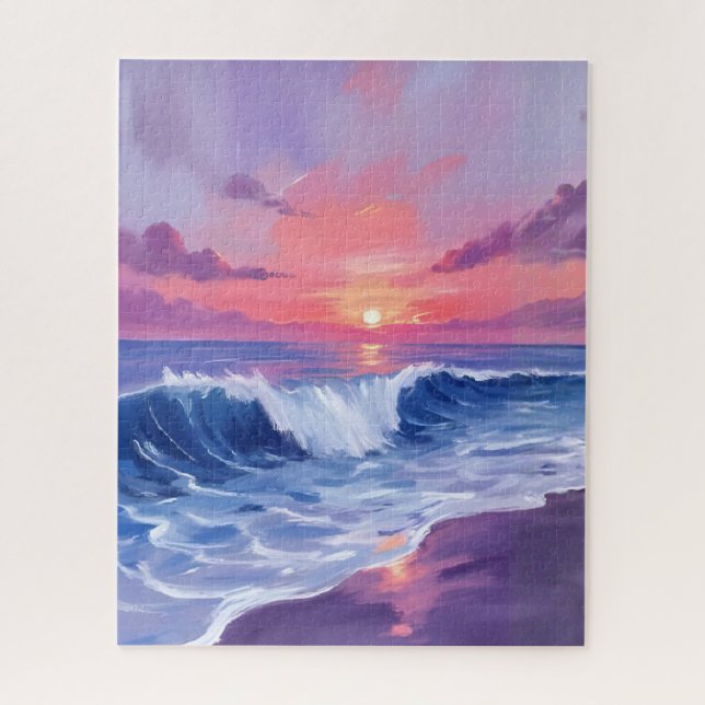 Puzzle Cove de Cotton Candy | Aquarelle Océan Rose (Vertical)