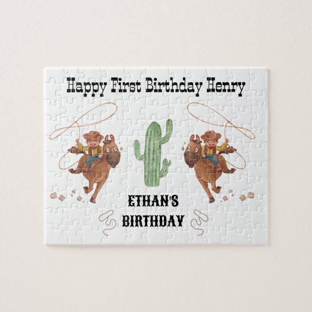 Puzzle Cowboy Anniversaire Rodeo Party (Horizontal)