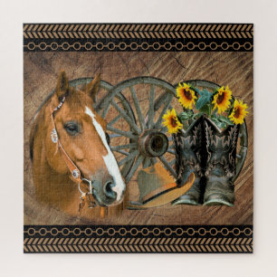 Puzzle Cowboy de Western Horse Cowboy Cowboy Hat Wagon Wh