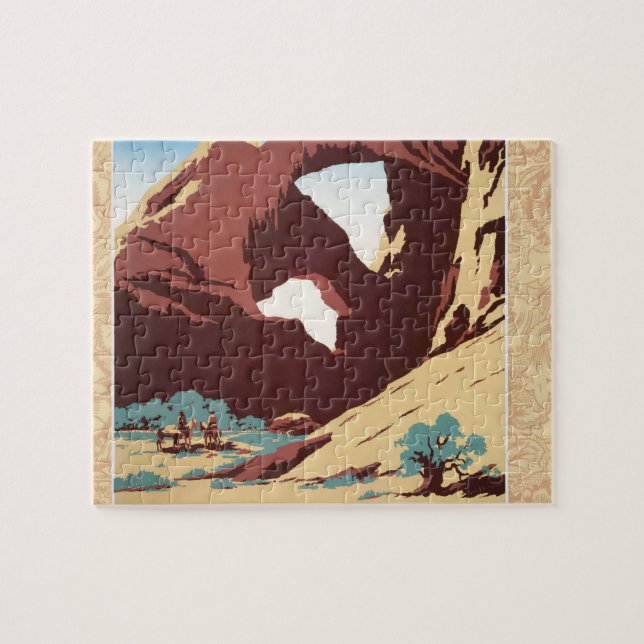 Puzzle Cowboy Désert Vintage Western Chevaux  (Horizontal)