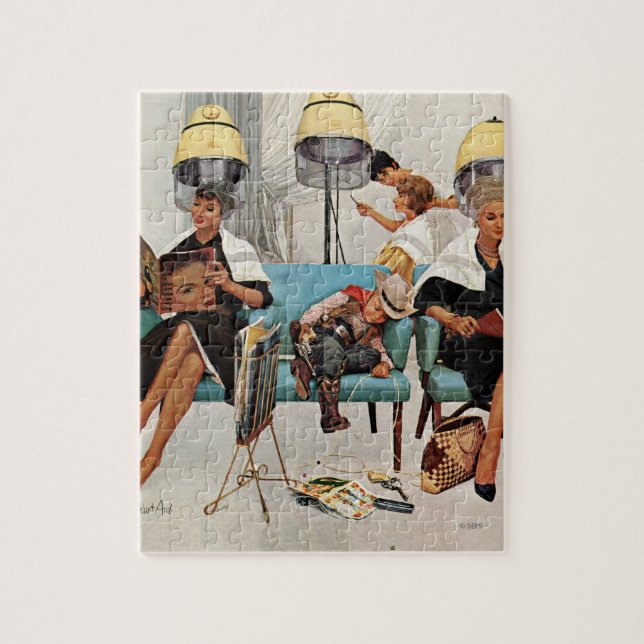 Puzzle Cowboy endormi dans le salon de beauté (Vertical)