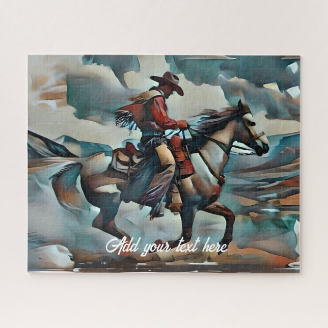 Puzzle Cowboy moderne chevauchant un cheval (Horizontal)