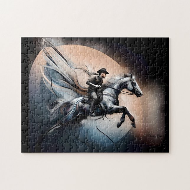Puzzle Cowboy moderne sur l'art du cheval (Horizontal)