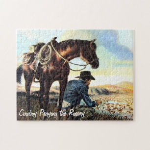 Puzzle Cowboy priant le chapelet