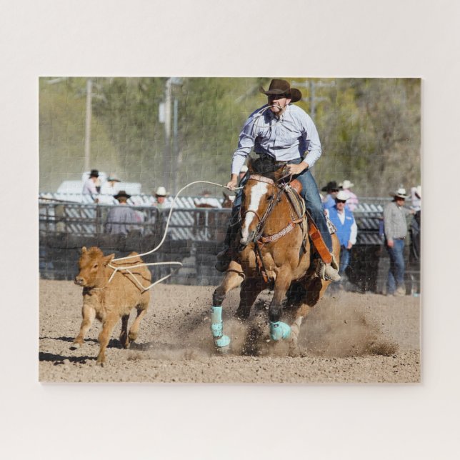 Puzzle Cowboy Rodeo Calf Roping Sports Occidentaux (Horizontal)