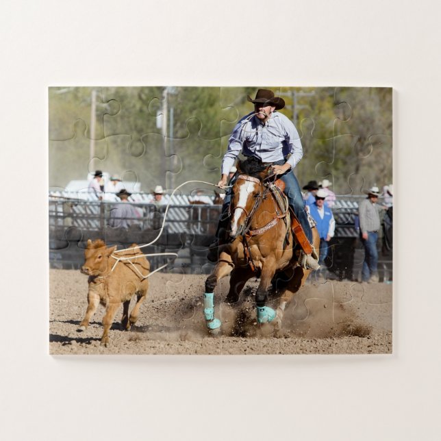 Puzzle Cowboy Rodeo Calf Roping Sports Occidentaux (Horizontal)