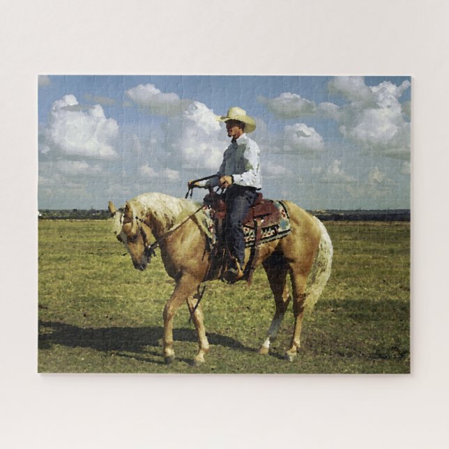 Puzzle Cowboy sur un cheval de palomino (Horizontal)