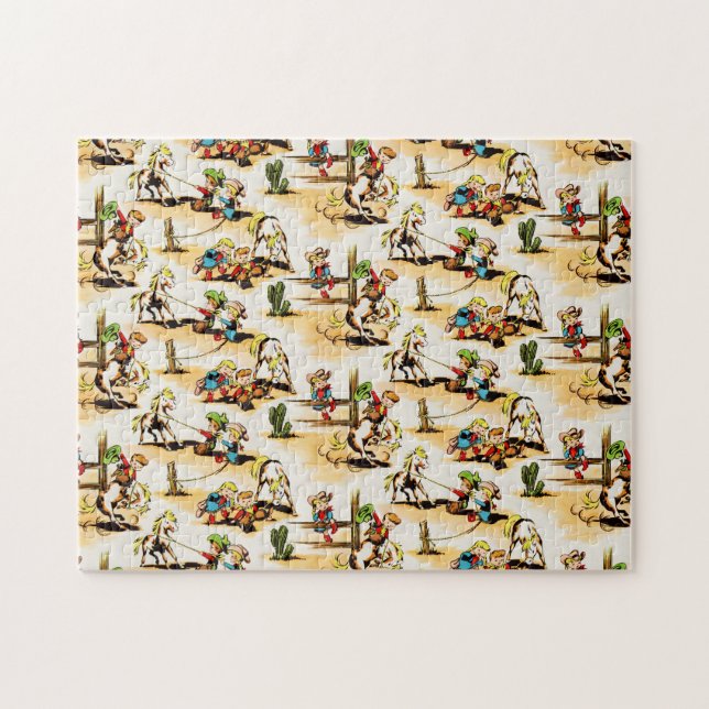 Puzzle Cowboy vintage Country Kids Pony Cactus (Horizontal)
