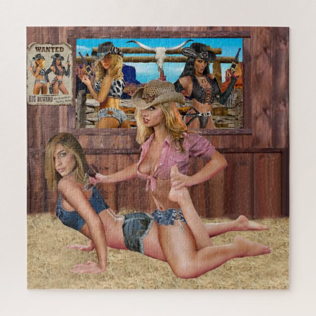 PUZZLE COWGIRL CATFIGHT LUTTE #2 (Vertical)