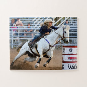 Puzzle Cowgirl Rodeo Horse Baril Sports occidentaux