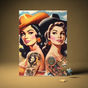 Puzzle Cowgirls Tatouées Vintage