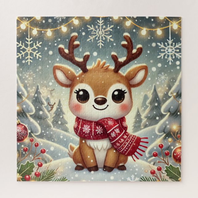 Puzzle Cozy Christmas Reindeer in a Winter Wonderland (Vertical)