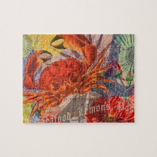 Puzzle Crab Nautical Beach Seafood Art
