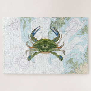 Puzzle Crabe bleu avec carte marine de la baie Chesapeake