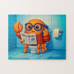 Puzzle Crabe espion drôle lisant un magazine de nouvelles