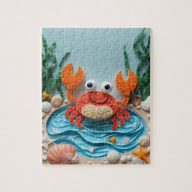Puzzle Crabe ludique de la mare de marée en papier découp (Vertical)