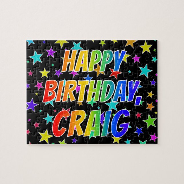 Puzzle "CRAIG" Prénom, Amusant "HEUREUX ANNIVERSAIRE" (Horizontal)