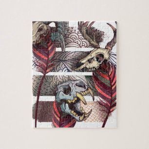 Puzzle Crâne animal de squelette de malédiction d'horreur