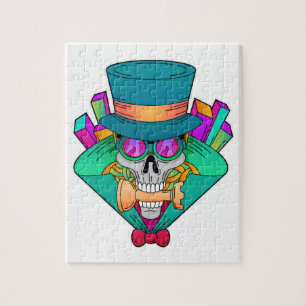 Puzzle Crâne aux échecs avec pièce d'échecs Rook