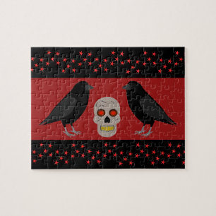 Puzzle Crâne gothique et ravens du gardien Halloween