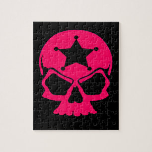 Puzzle Crâne rose (arrière - plan noir)