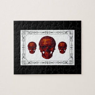 Puzzle Crâne rouge victorien foncé
