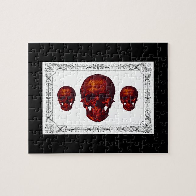 Puzzle Crâne rouge victorien foncé (Horizontal)