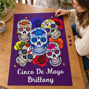 Puzzle Crânes à sucre Colorful Rose Cinco Toutes les âmes