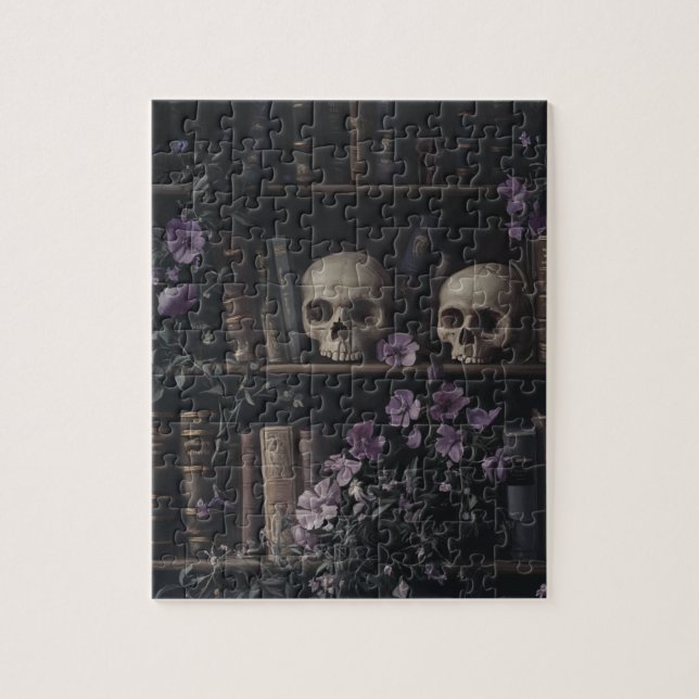 Puzzle Crânes et boitier Dark Academia (Vertical)